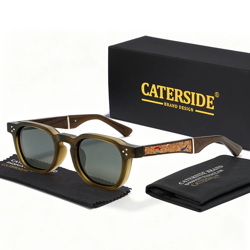 CATERSIDE Retro-Sonnenbrille für Herren, polarisiert, hochwertige Holzbügel, für Damen, Outdoor, Reisen und Business, Dekorationsbrille – Detail 10