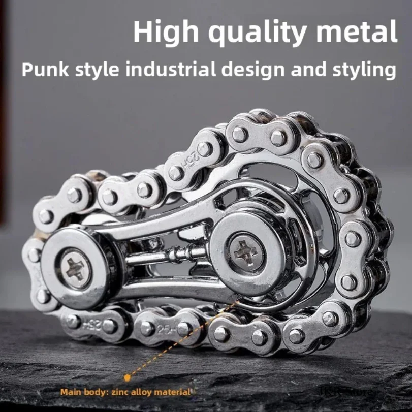 Sprocket Flywheel Flywheel Flying Top Flying Disk Anti-Anxiety Ornaments Metal Bicycle Chain EDC Rotating Flying Disk Adult Toy