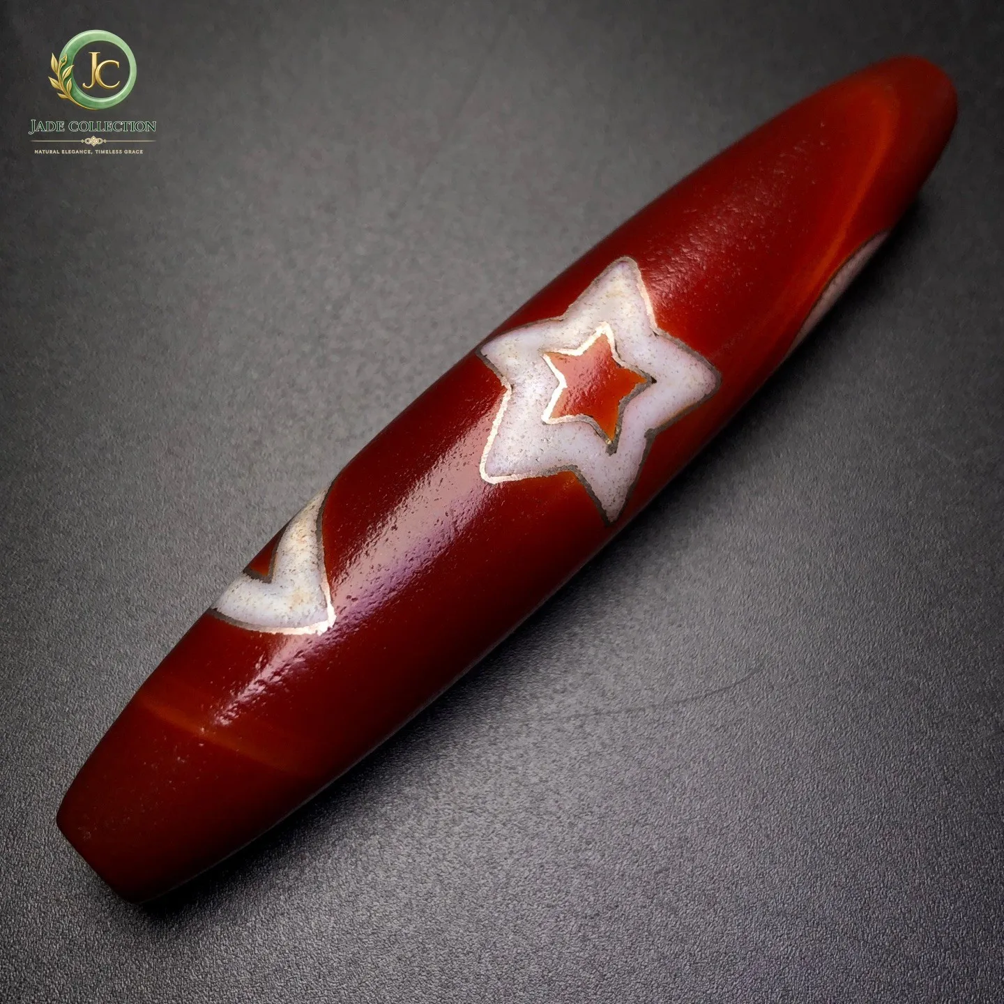 Tibetan Buddhism Agate Inlaid Silver Wire Sun Moon Stars Dzi Bead Pendant Z1878