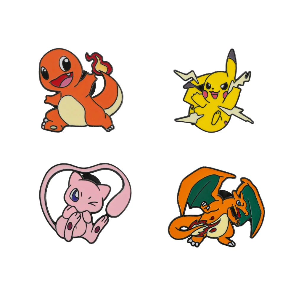 4 Pcs ​Inspiring Adventure Anime Brooch Pokémon Cartoon Enamel Pin Metal Badge Jewelry Clothing Backpack Accessories Gift