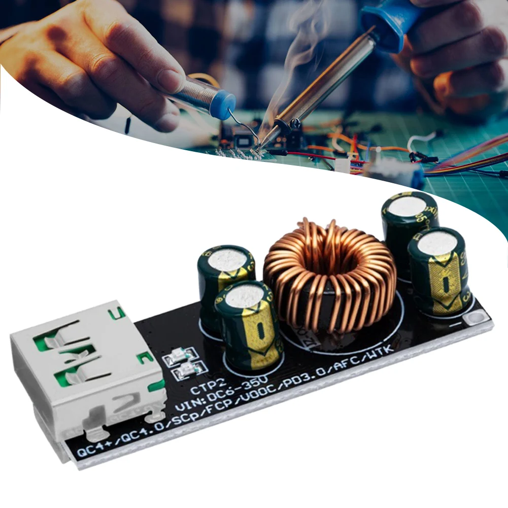 Adaptador de carga rápida para teléfono móvil QC4.0 QC3.0 USB tipo C, módulo reductor de voltaje de 6-35V, placa de carga rápida para teléfono móvil