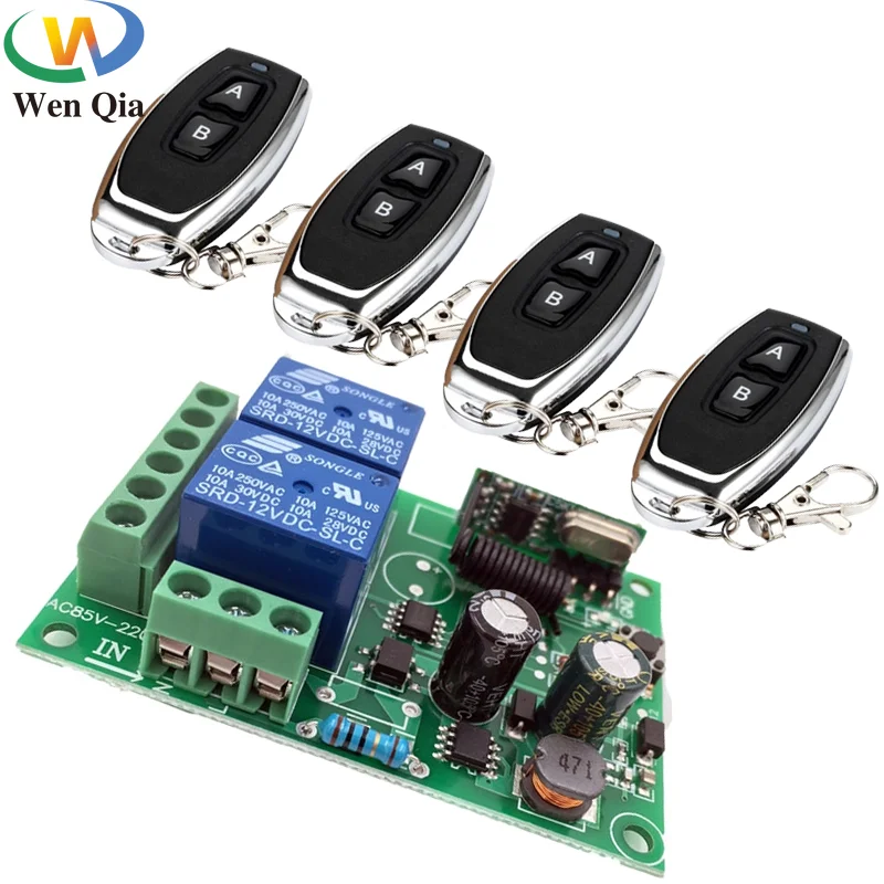 

433MHz Wireless Universal Remote Control SwitchAC 220V 10A 2CH Rf Relay Receiver and Transmitter For remote light/Bulb/Motor/DIY