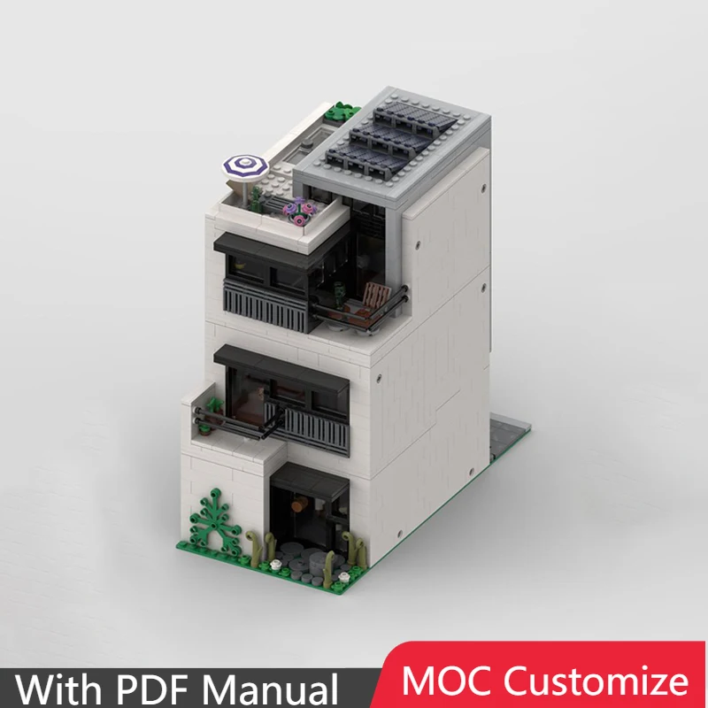 

1823 Pcs Hot Selling MOC Creative Building Modern Townhouse Assembled Toy For Kids Educational Festival Christmas Surprise Gift