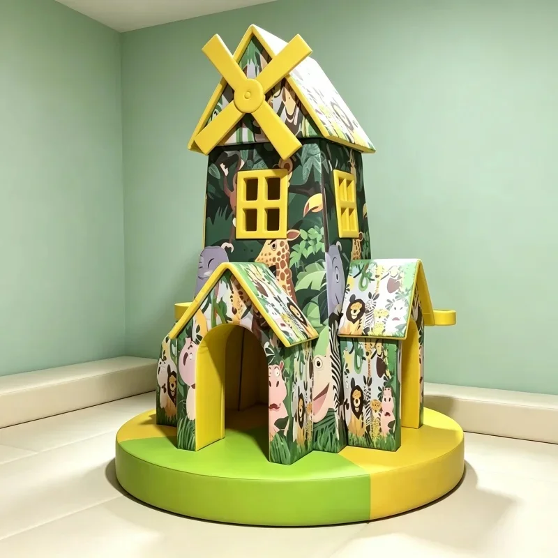 New Forest Themed Indoor Playground Equipment Kid Spin & Rotate Merry Go Round Sensory House Soft Play for Home & Party Cafe Use