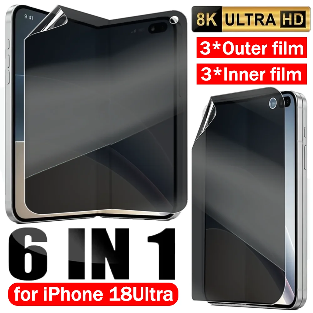 6in1 Soft TPU Hydrogel Film for IPhone 18 Ultra 18 Fold Privacy Screen Protectors Inner Outer Protective Film for IPhone 18Ultra