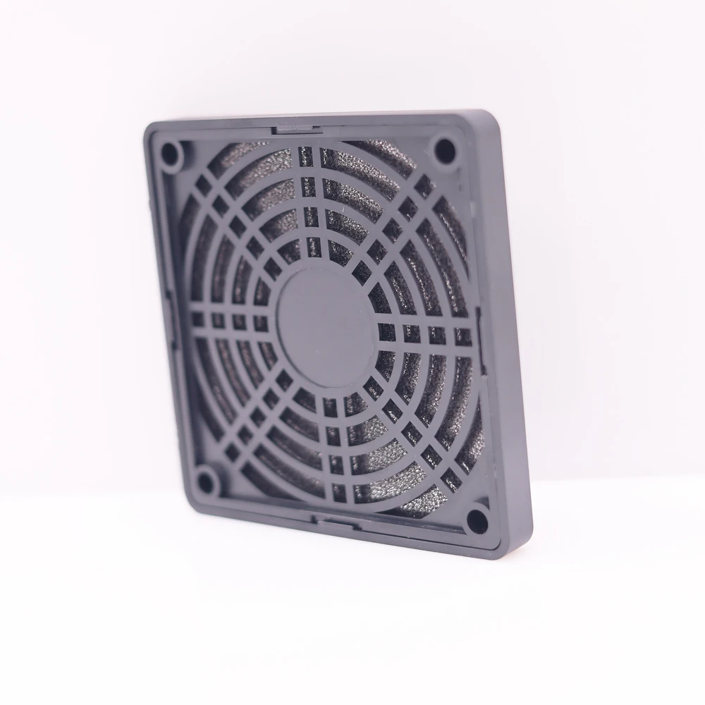 Cubierta de filtro de aire de ventilador Axial, plástico negro, 80x80mm, tres en uno, antideslizante, para ventilador de la serie 8cm