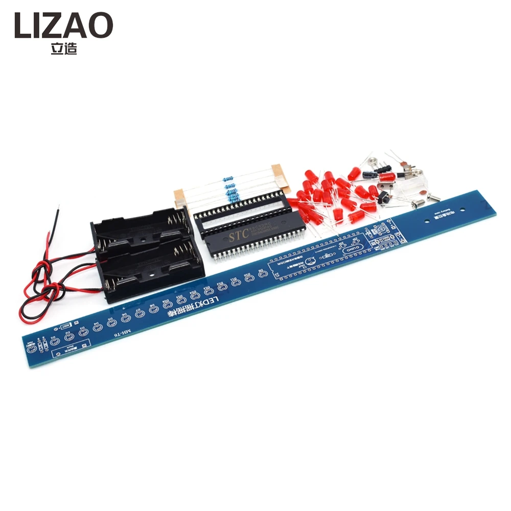 LIZAO STC89C52 51 MCU LED Shake Light Stick DIY Electronic Kit Welding Practice Suite Student Lab Learning Programming Training
