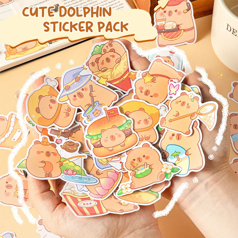 Bonito cartoon capivara adesivos para laptop, decoração scrapbook, decalques graffiti, skate, diy, diy, 30pcs