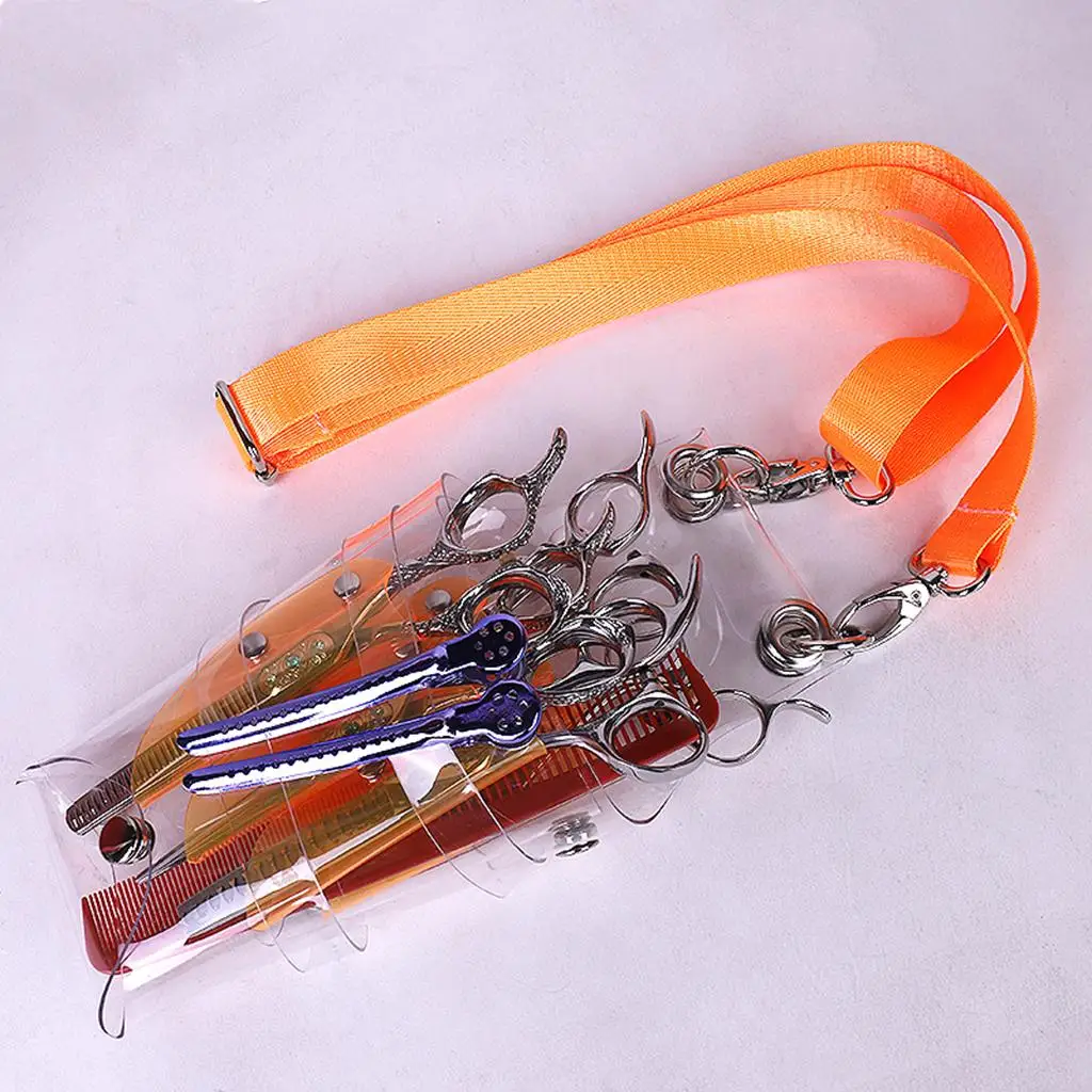 Hair Scissor PVC Pouch Bag for Clippers Scissor Combs Hairdresser Orange, 8x22cm