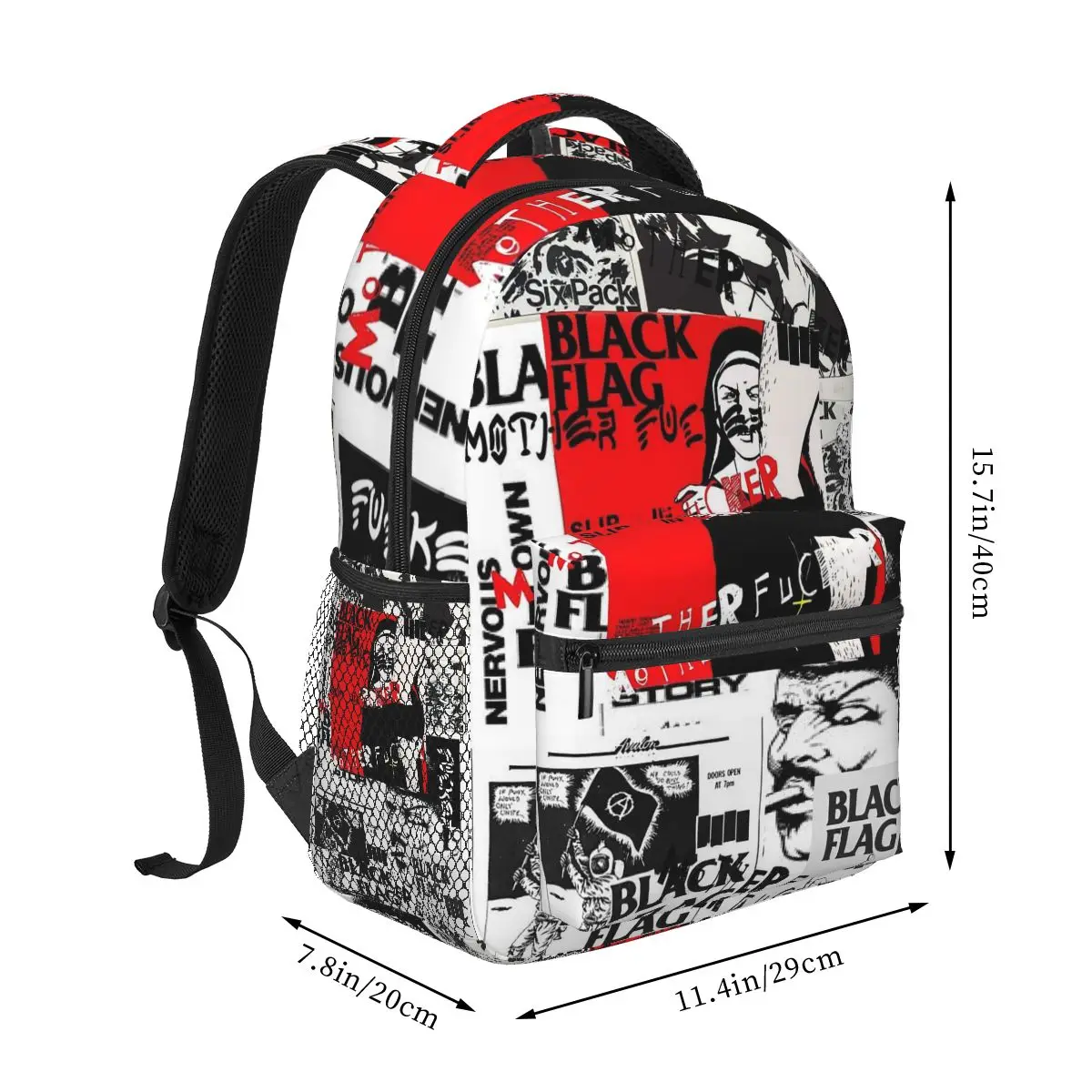Black Flag Punk Rock Band Henry Rollins Large Bars Student Backpack School Bag Daypack for Men Women  Bookbag Shoulder Bags
