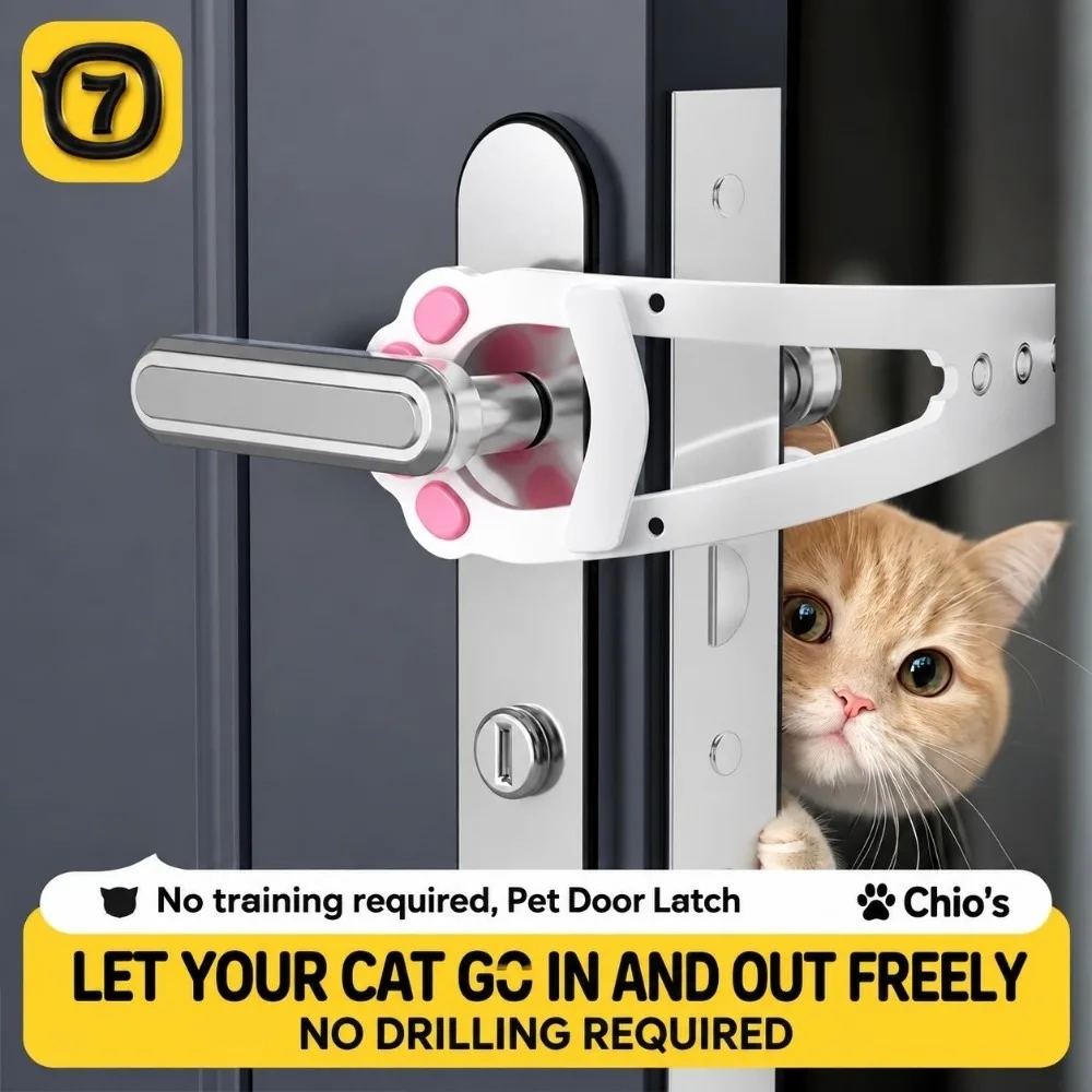 Adjustable Pet Door Holder Easy Install Flexible Pet Lock Retainer Plastic No-Drill Cat Flap Stopper Bedroom Door