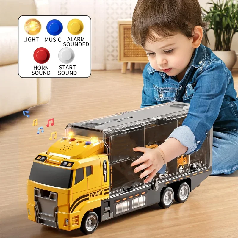 مجموعة ألعاب سيارات شاحنة مكافحة الحرائق للأطفال الأولاد مع 6 مركبات مصنوعة من خليط معدني للأطفال، مناسبة كهدية عيد ميلاد للأطفال