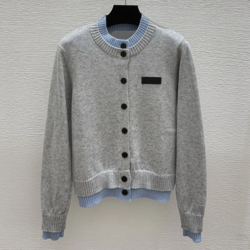 

Высококачественный многоцветный женский кардиган из двух частей с круглым вырезом на одной пуговице — классический и модный свитер 251028251