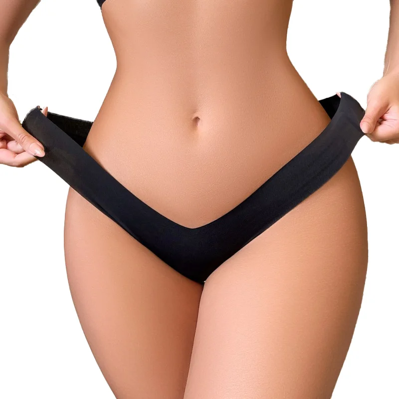 Women's Seamless Thong Underwear Invisible Ice Silk Panties 13 Colors Stretchy Low-Rise for Daily Comfort Yoga Wear