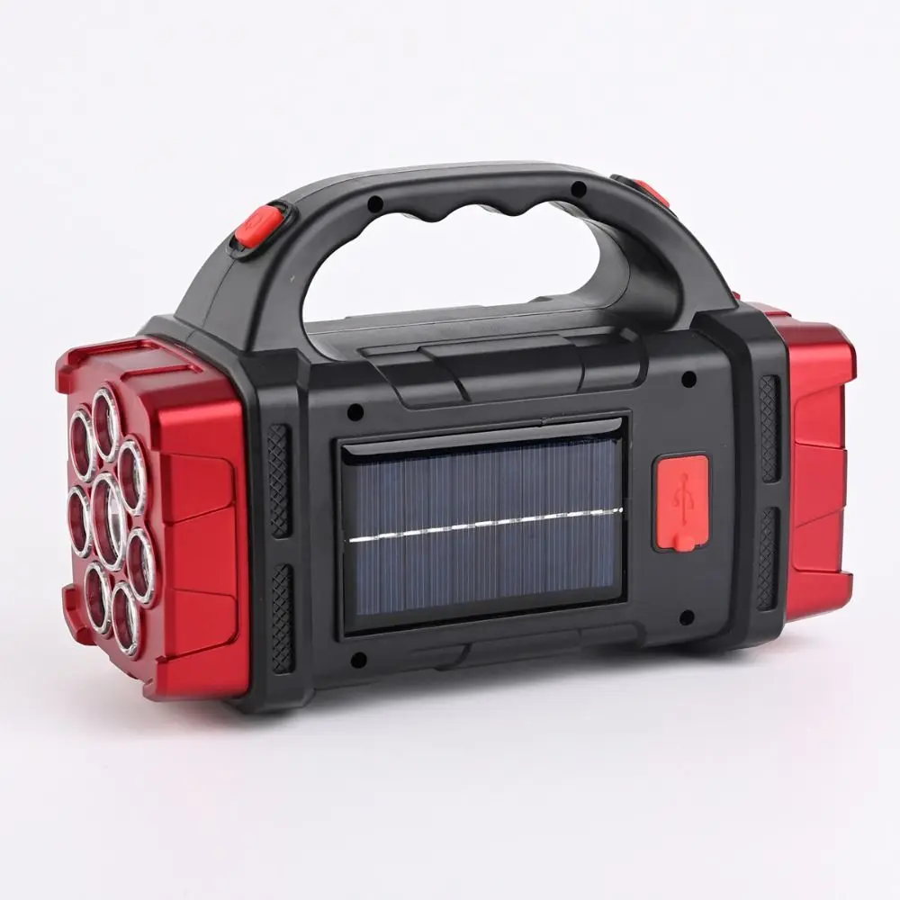 Multi-function High Power Solar Portable Searchlight 4 Gear Waterproof Torch Work Light Non-slip Emergency Flashlight Hiking