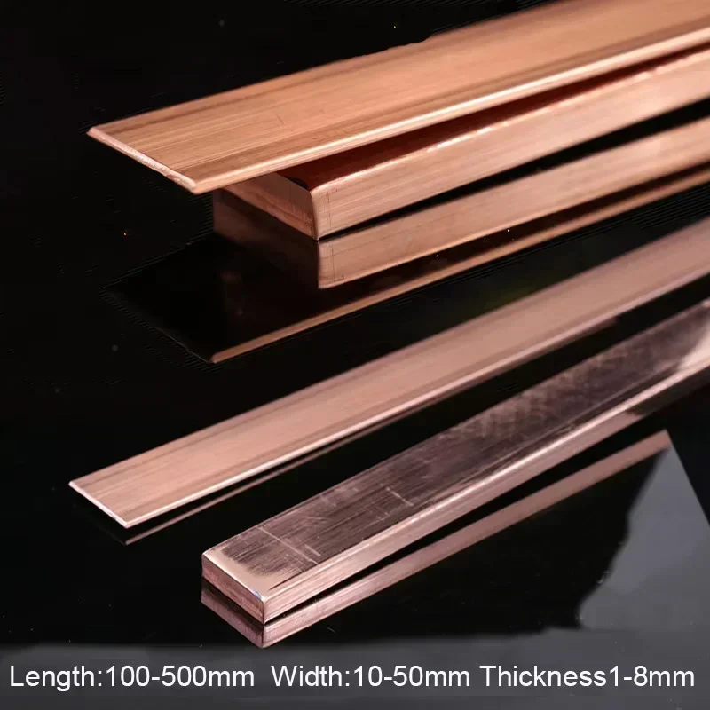 1pcs Pure Copper Copper Strip Red Copper Pad Copper Foil Copper Plate Bar DIY CNC Materialwith a  thickness of 1mm-10mm