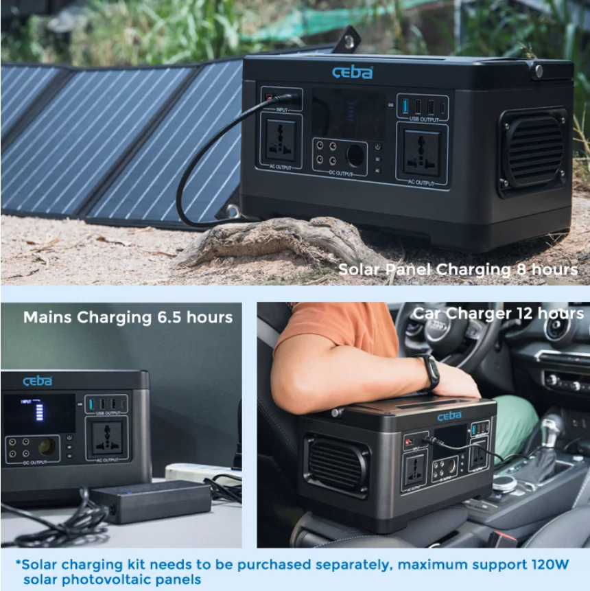 Outdoor for 110v 220v Lifepo4 Lithium Ion Cell High Capacity Portable Solar Power Station for 500w Camping Power Bank