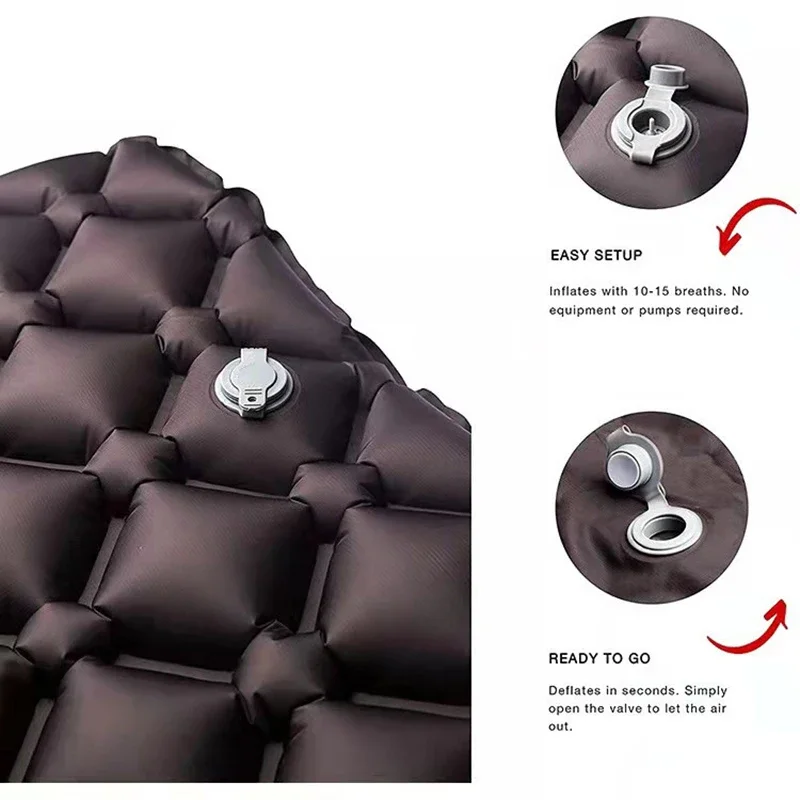 Inflatable Sleeping Pad Lightweight Camping Mat Waterproof Tent Outdoor Nylon TPU Air Mattress for Hiking Travel
