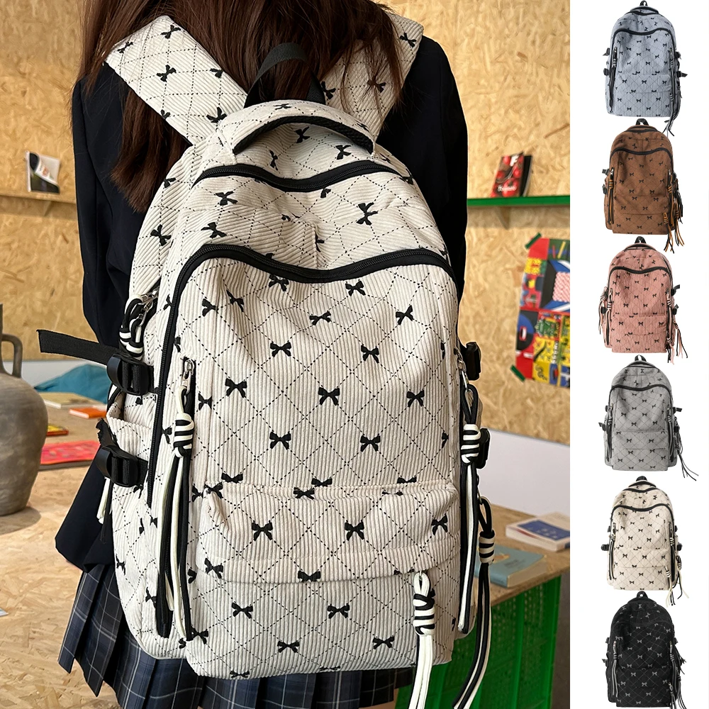 حقيبة ظهر مخططة للأزياء النسائية، حقيبة ظهر ترفيهية ذات سعة كبيرة، المشي لمسافات طويلة في الهواء الطلق، حقيبة ظهر خفيفة الوزن للسفر