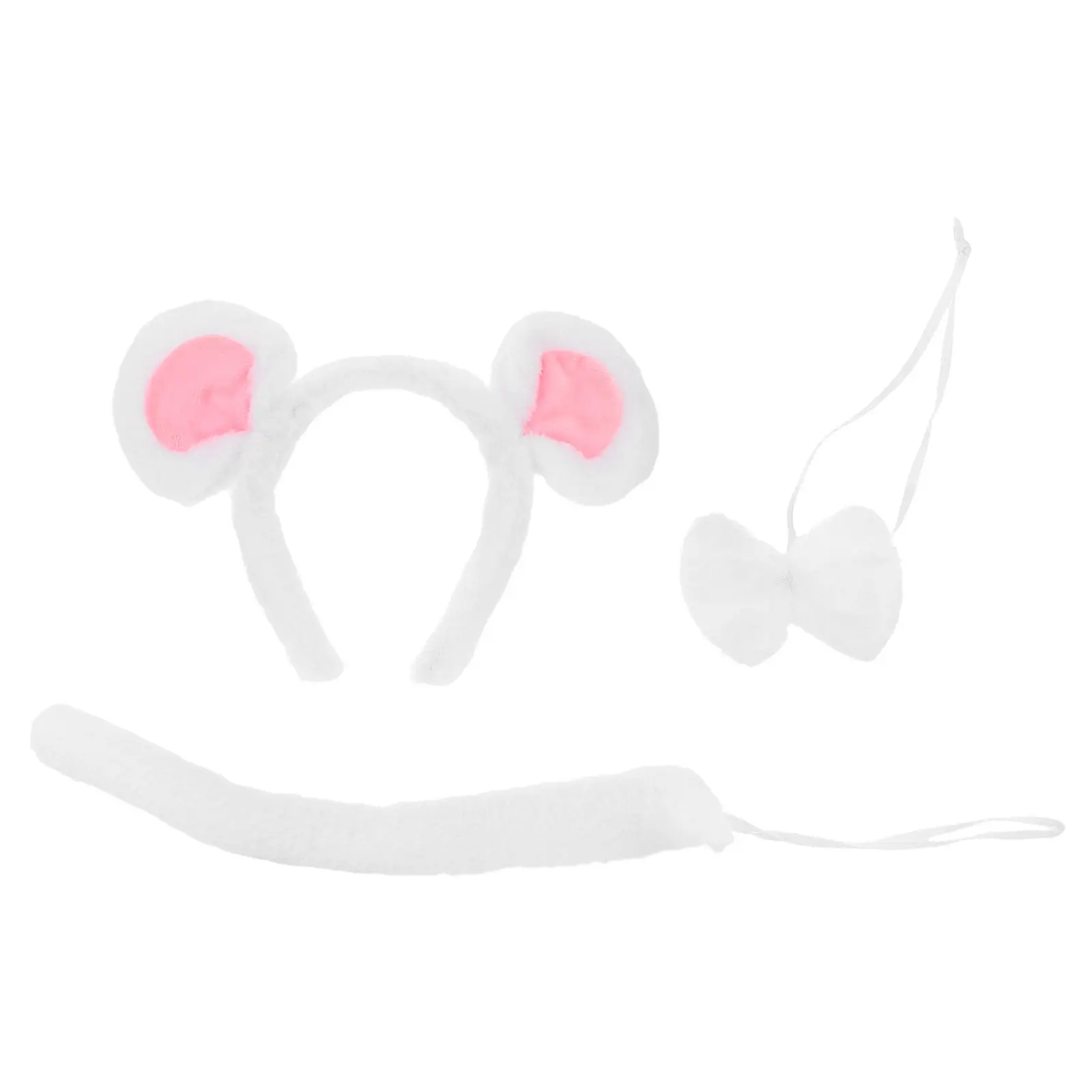 1Set Mouse Headband White Mouse Ears Soft Comfortable Lightweight Costume Accessories for Halloween Party Cosplay