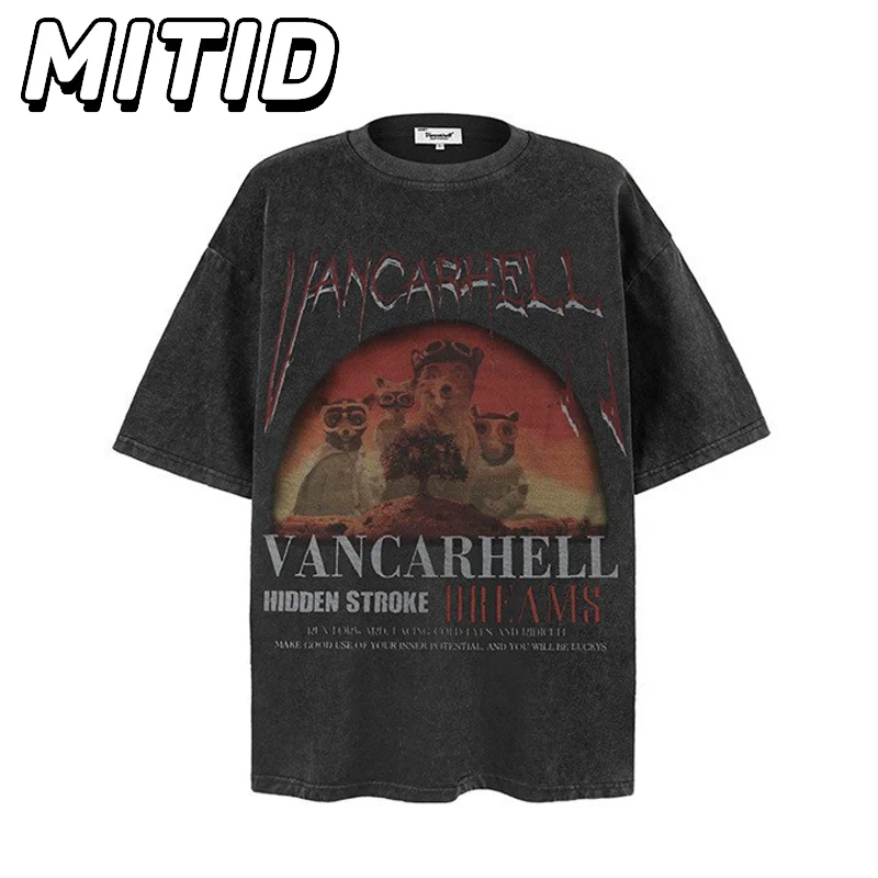 

Футболки из чистого хлопка, мужские уличные футболки Y2k, потертые футболки с графическим принтом, летние повседневные футболки с круглым вырезом и короткими рукавами для мужчин