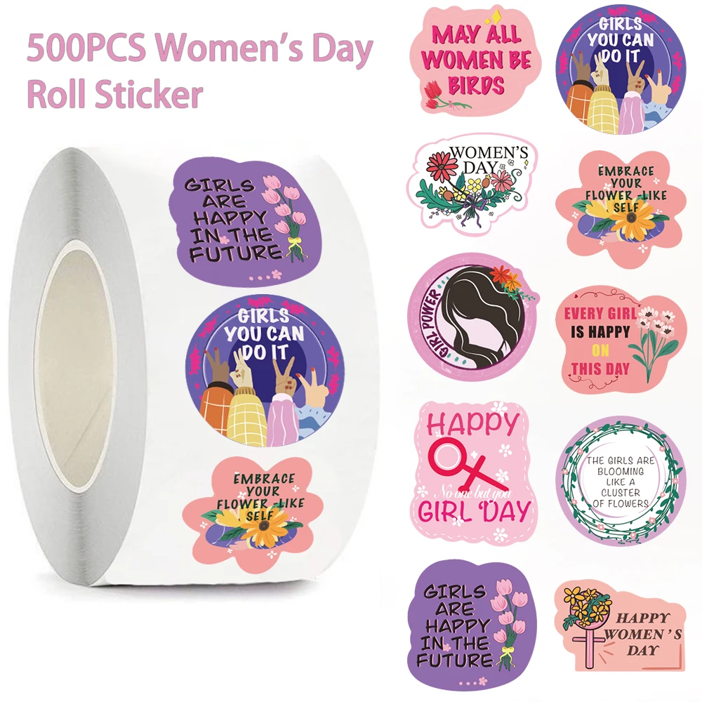 500 Stück/Rolle Lustige Cartoon-Aufkleber zum Frauentag Festliche Geschenkdekoration Einladungsbriefumschlag Scrapbook-Sticker