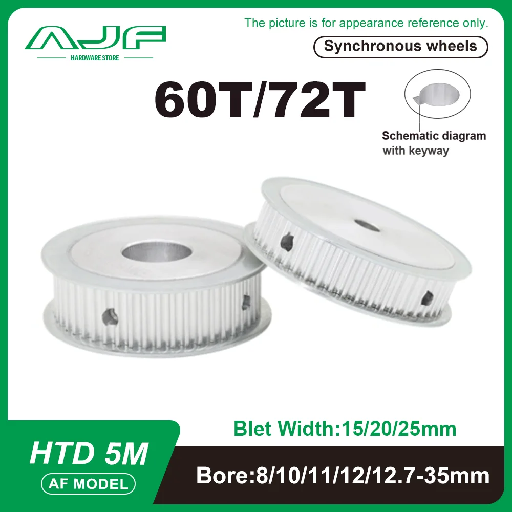 

HTD 5M Timing Pulley 60Teeth 72Teeth 5M AF Type Pulley Bore 8-35mm Belt Width 15/20/25mm HTD 5M Synchronous Wheel 60T 72T