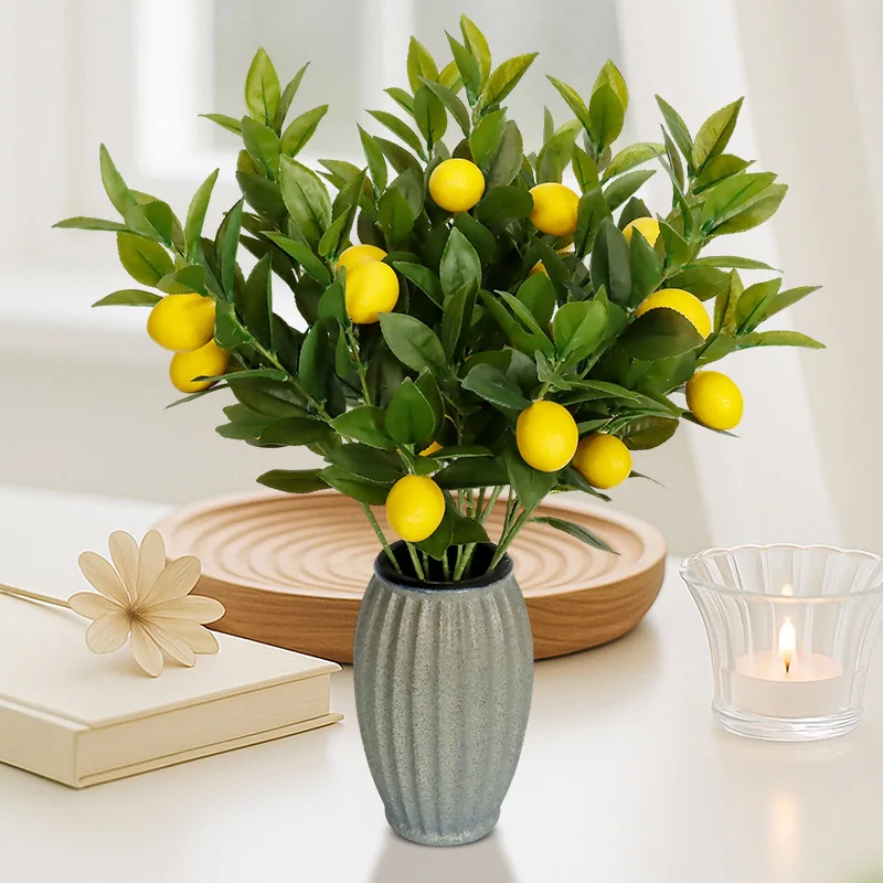 Artificial Lemon Branch Realistic Fake Fruit Greenery Home Decor Interior Floral Ornament Wedding Party Bouquet Style