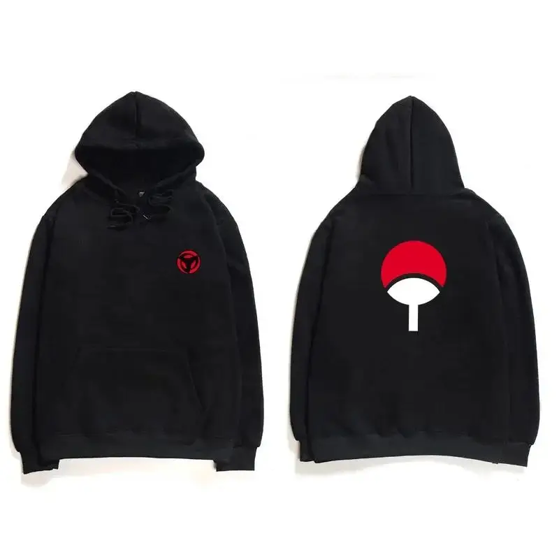 Naruto Uchiha Hoodie Sharingan Anime Print Streetwear Schwarz Unisex Herren Damen Oversized Casual Sweatshirts Langarm – Detail 2