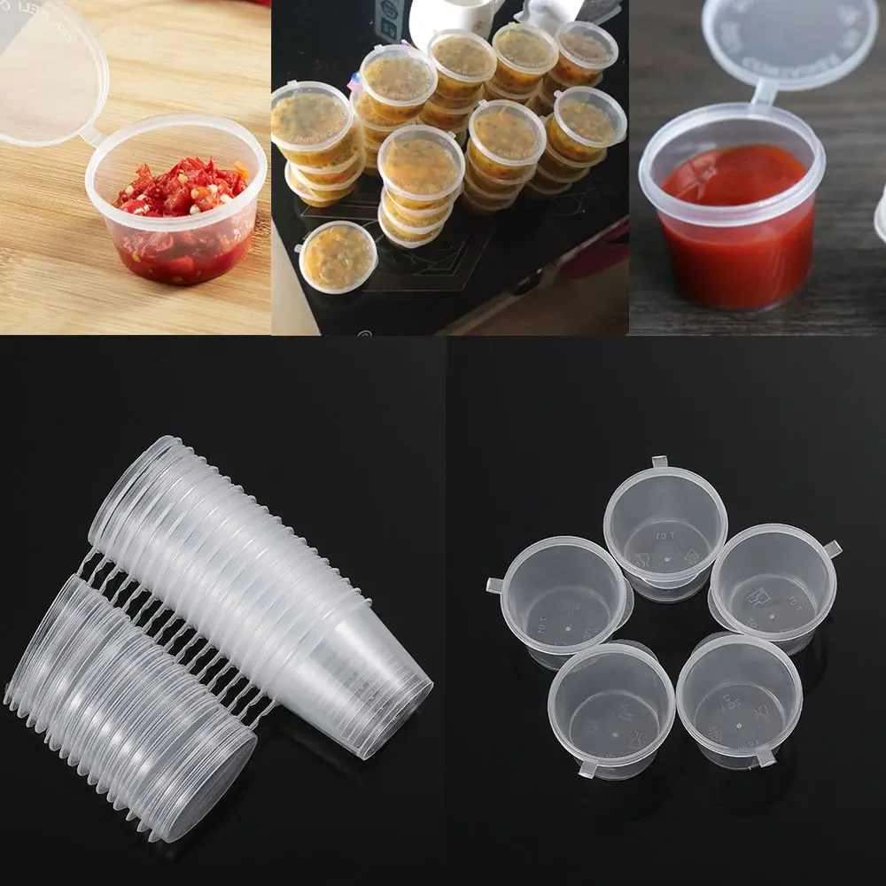 25Pcs Small Takeaway Plastic Pigment Paint Box Food Containers Sauce Cup Palette