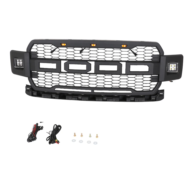 

2018-2022 Raptor Style Painted Gray Mess Grille With Light Fit for Ford F150