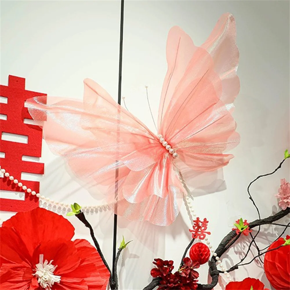 3d Artificial Butterfly Gauze Fake Butterfly Landing Atmosphere Romantic Wedding Holiday Decoration Crafts Photography Backgroun