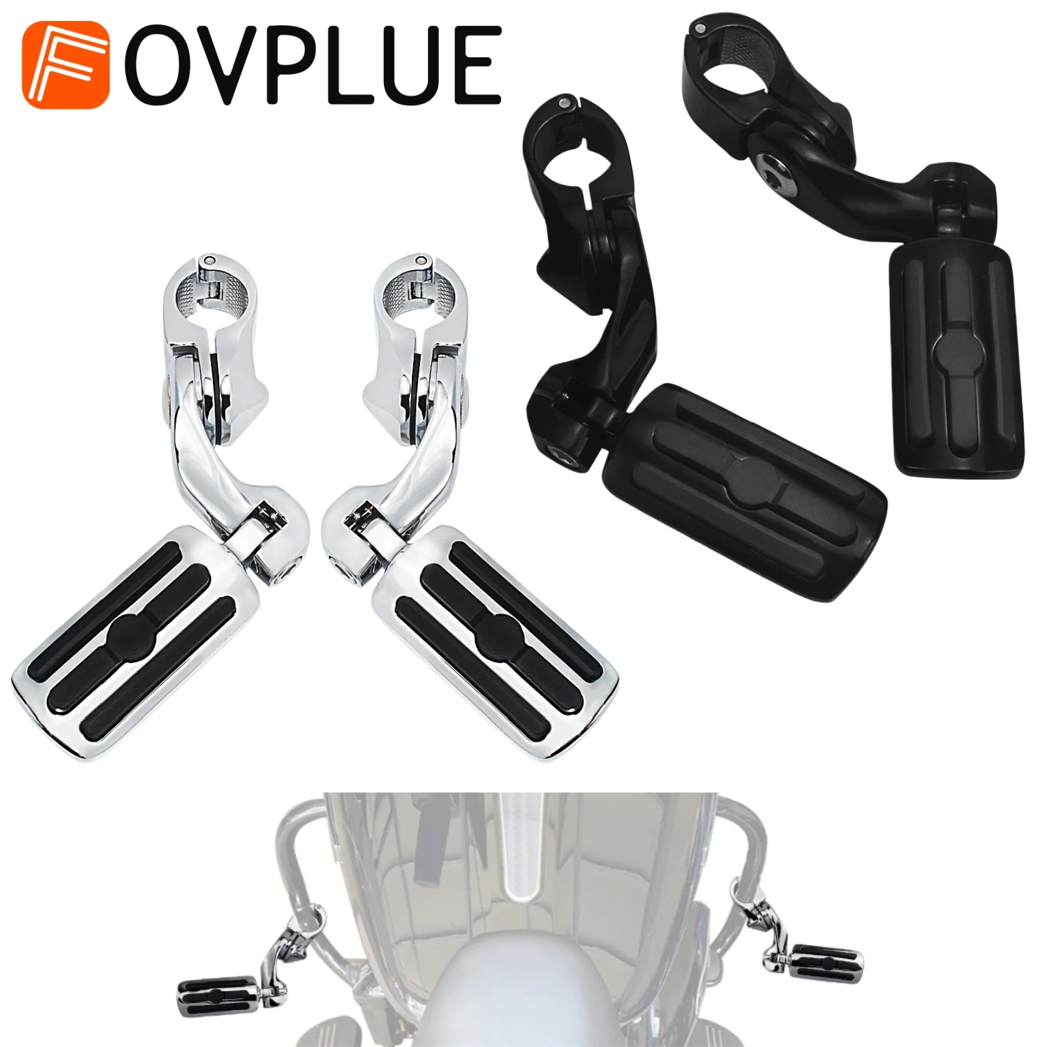 1 "1.25" مسند للقدمين للدراجة النارية أوتاد القدم الأمامية مجموعة تثبيت لدراجة Harley Honda Yamaha Touring Sportster Road King Electra Street Glide #1