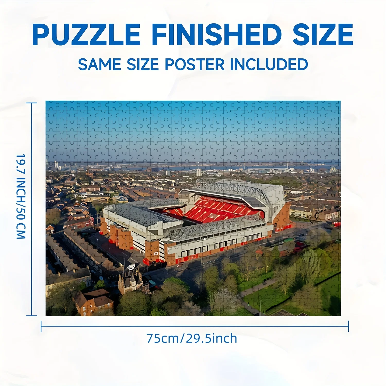 1000pcs Liverpool Anfield Stadium Jigsaw Puzzle - Large 48.9cm x 67.95cm Anfield Pitch & Iconic Stand Map, Intermediate Challe