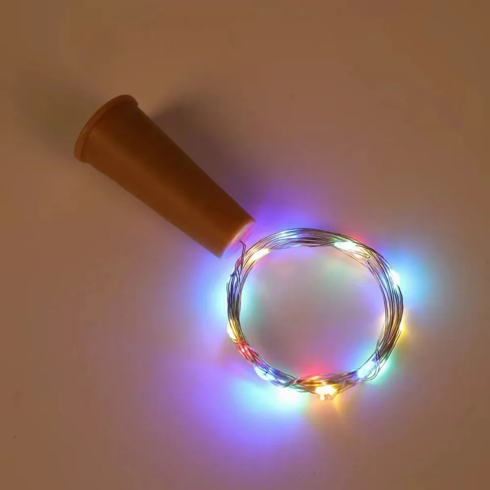 Barra de luz de hadas para botella de corcho de vino, 12 piezas, alimentada por batería, 20LED, tapón de botella para fiesta de cumpleaños, con batería