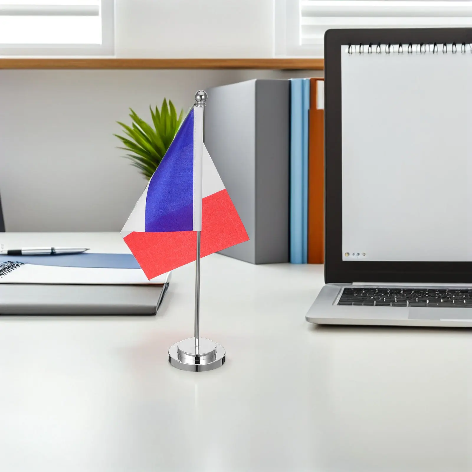 French Table Flag Small Desktop Flag with Weighted Base Elegant Stick Design Vibrant Tricolor Office Desk Decoration Home Decor
