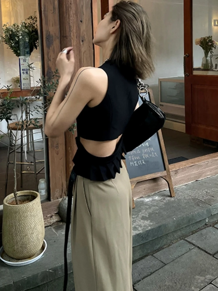 Vests Women Asymmetrical Casual Design Vintage Slim Sexy BF Crop Hipster Streetwear V-neck Summer Popular All-match Personality