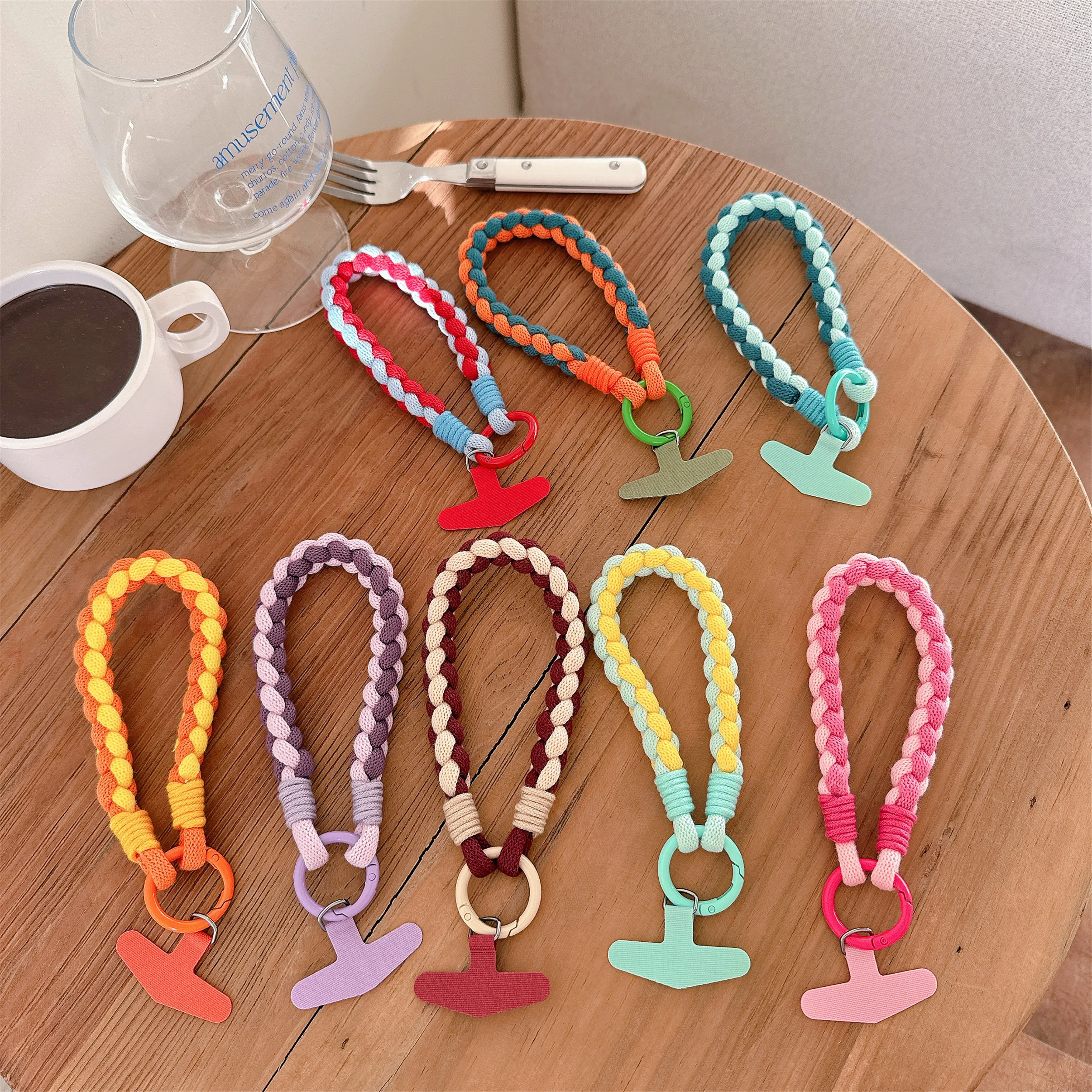 

Корейский японский красочный тканый веревочный мобильный телефон ручной работы, креативный короткий ремешок на запястье, нейлоновый брелок, подвесная сумка