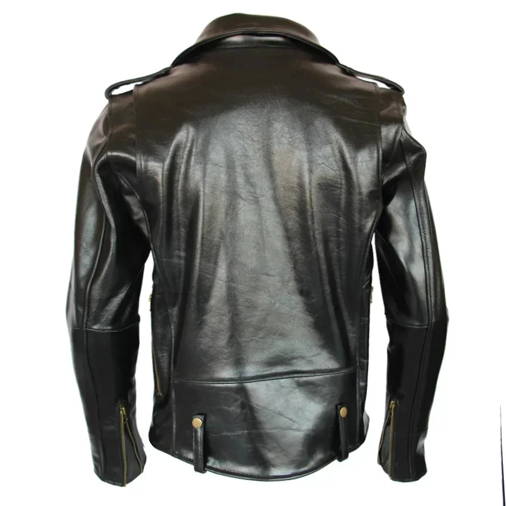 Classic J24 Motorcycle Style Genuine Leather Jacket Heavy Natural Horsehide Men Motor Biker Coat Winter Chest 128cm M701