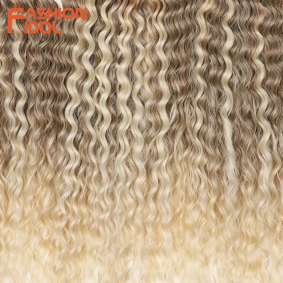 FASHION IDOL 24 Inch 300g Ariel Hair Synthetic Crochet Curly Hair Water Wave Braid Hair Ombre Blonde Braiding Hair Extensions image 5