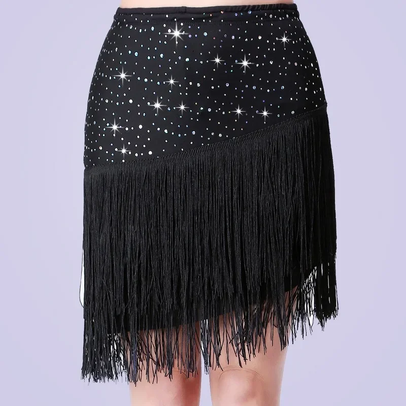 Square Dance Costume Women Latin Dress Fringe Skirt New Adult Latin Dance Skirt Tassel Sequins Performance Costume