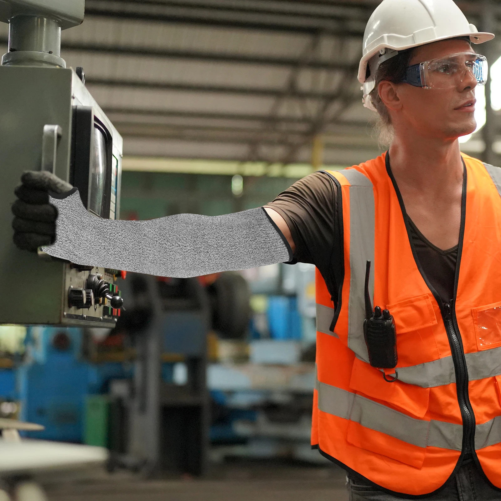 

2pcs Anti-cut Arm Sleeves Grey 45cm Long Cut Resistant Forearm Protectors for Men Women Gardening Welding Mechanics PE Material