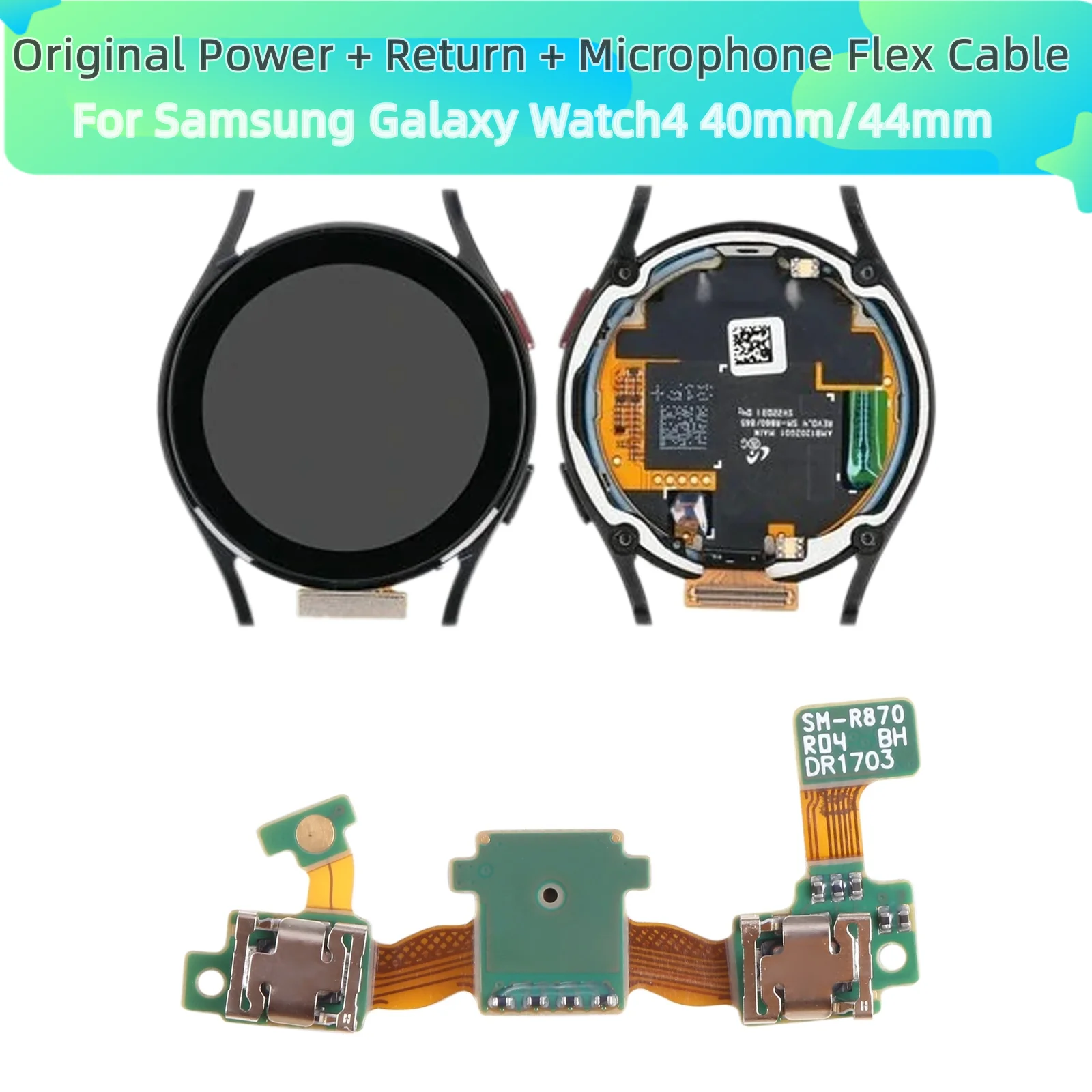 Power + Return + Microphone Flex Cable for Samsung Galaxy Watch4 44mm SM-R870 R875 / Watch4 40mm SM-R860 R865