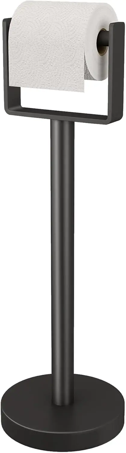 

Sturdy Stainless Steel Free-Standing Toilet Paper Holder with Weighted Base, Matte Black Finish