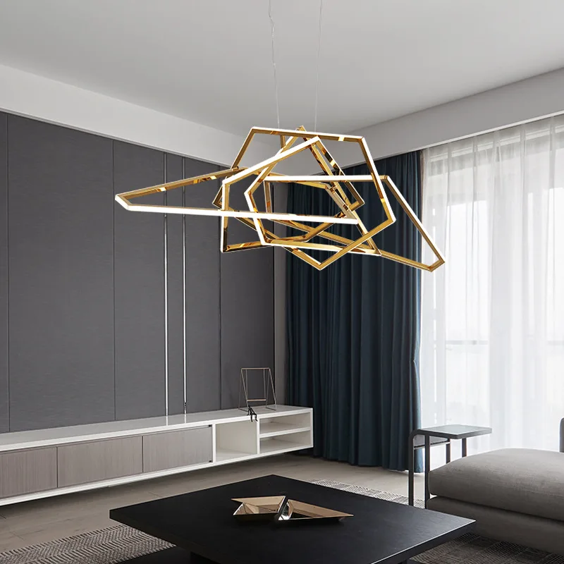 Geometric polygon figure chandelier Minimalism Pendant lamp for Hotel living room Modern Silicone Suspension LED Hanging Lamp