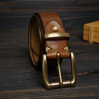 Vintage Roller Pin Buckle Washing Feel Men's Cow Leather Belt Versatile Jeans Belt 3.8 Wide Classic Style For Business And Casua