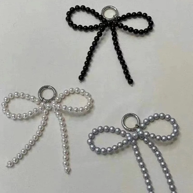 Abalorio de Bowknot de cuentas de perlas simples, decoración de zapatos, bolso creativo, funda de teléfono móvil colgante, accesorios de decoración DIY, regalos