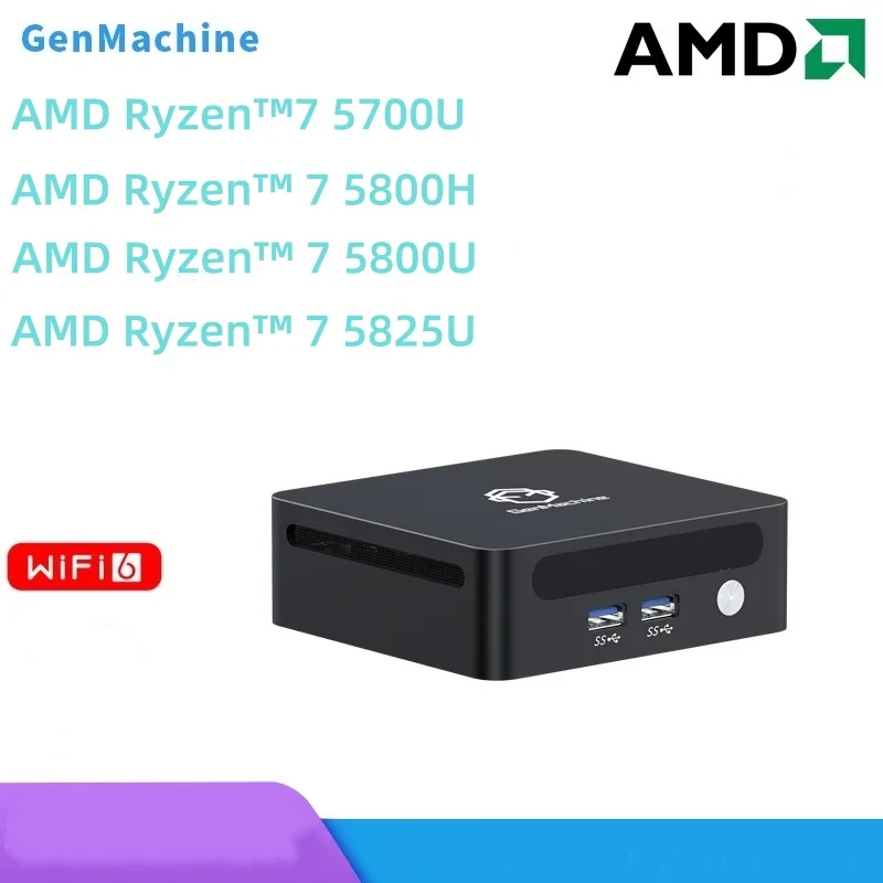 

Мини-ПК GenMachine Ryzen 5700U 5800H 5800U 5825U Поддержка процессора AMD Windows 11 DDR4 3200 МГц ОЗУ Компьютер AMD WiFi6 NUC