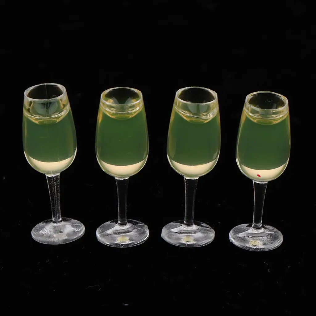 4pcs Dollhouse Miniatures 1:12 Scale Glasses Goblets Toys Doll Kitchen Dining Room Decorations