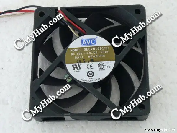 For AVC DE07015B12U S016 DC12V 0.70A 7015 7CM 70mm 70X70X15mm 3Pin 3Wire Cooling Fan DE07015B12U S016